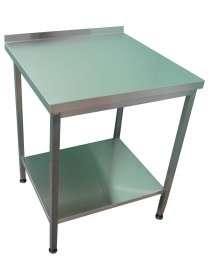 Стіл виробничий з нержавійки з бортом і полицею 600х600х850