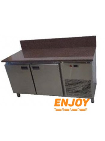 Холодильный стол с бортом 1400х700х850 (2 двери) гранитная столешница