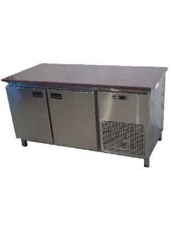 Холодильний стіл без борту 1400х700х850 (2 двері) гранітна стільниця